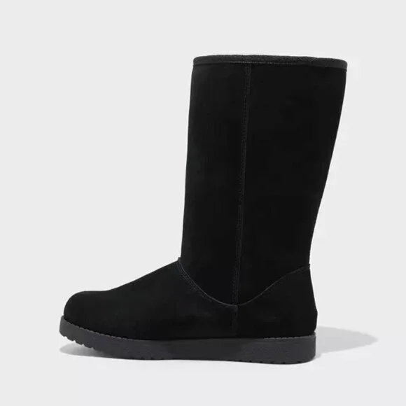 Universal Thread Women's Sarah Suede‎ Shearling Black Winter Boots - Picture 2 of 3